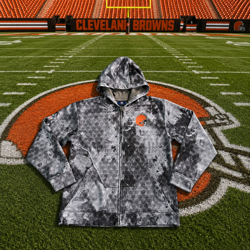 Cleveland Browns Reebok NFL On Field Full Zip Hoodie Jacket Gray Sz. M Football - Picture 4 of 9